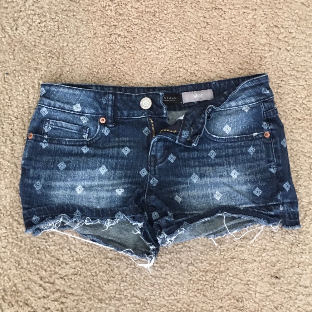 Aeropostale Patterned Jean Shorts - Blue White - 0